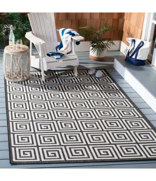 Safavieh Beach House BHS129 Light Grey / Charcoal 3' X 5' Rectangle Area Rug