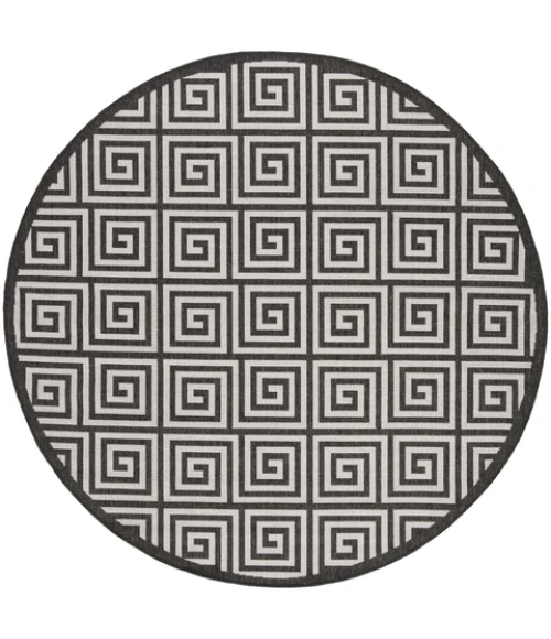 Safavieh Beach House BHS129 Light Grey / Charcoal 6'-7" X 6'-7" Round Area Rug