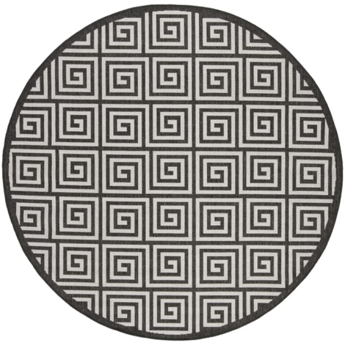 Safavieh Beach House BHS129 Light Grey / Charcoal 6'-7" X 6'-7" Round Area Rug