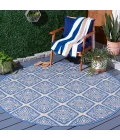 Safavieh Beach House BHS132 Cream / Blue 6'-7" X 6'-7" Round Area Rug
