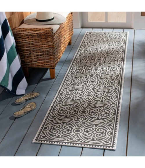 Safavieh Beach House BHS134 Light Grey / Charcoal 2'-2" X 10' Runner Area Rug