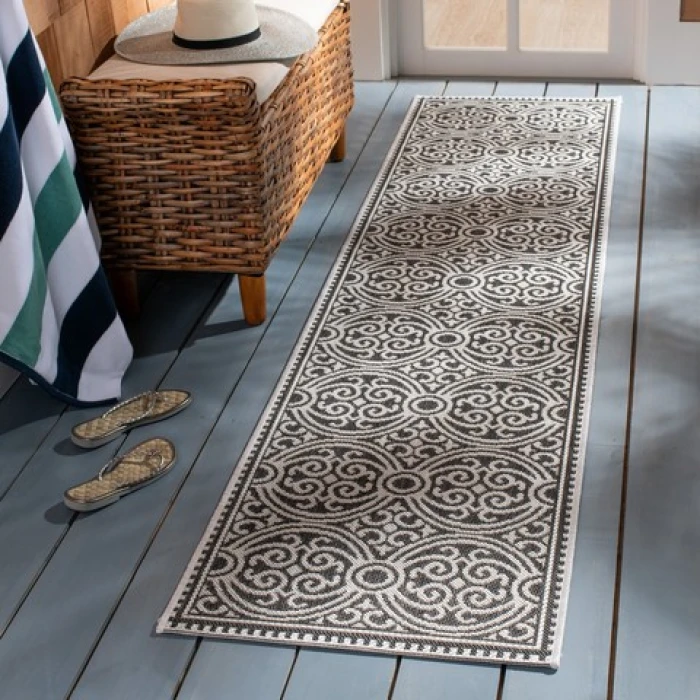 Safavieh Beach House BHS134 Light Grey / Charcoal 2'-2" X 10' Runner Area Rug