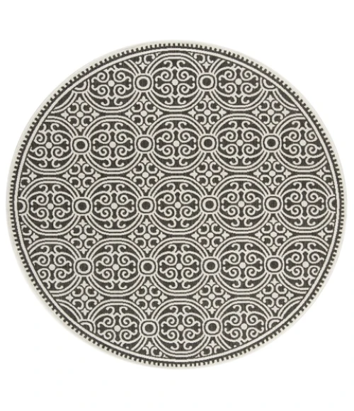 Safavieh Beach House BHS134 Light Grey / Charcoal 8' X 8' Round Area Rug
