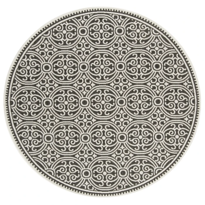 Safavieh Beach House BHS134 Light Grey / Charcoal 6'-7" X 6'-7" Round Area Rug