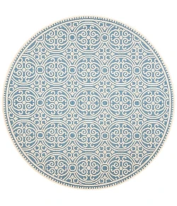 Safavieh Beach House BHS134 Cream / Blue 4' X 4' Round Area Rug