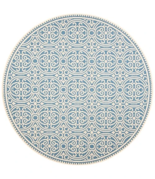 Safavieh Beach House BHS134 Cream / Blue 4' X 4' Round Area Rug