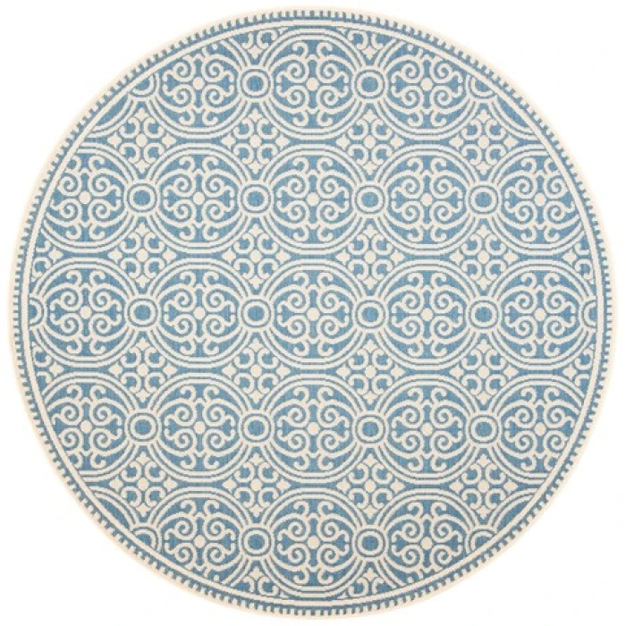 Safavieh Beach House BHS134 Cream / Blue 4' X 4' Round Area Rug
