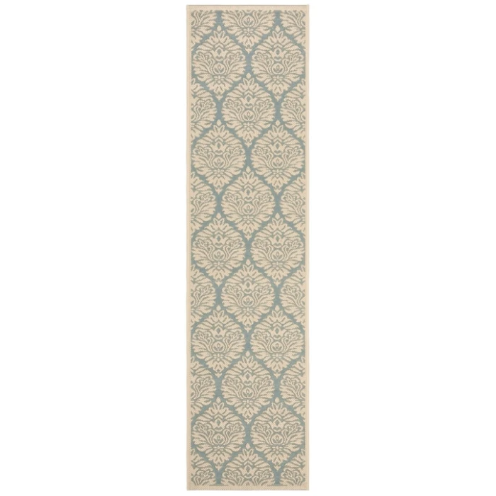 Safavieh Beach House BHS135 Aqua / Cream 2'-2" X 6' Runner Area Rug