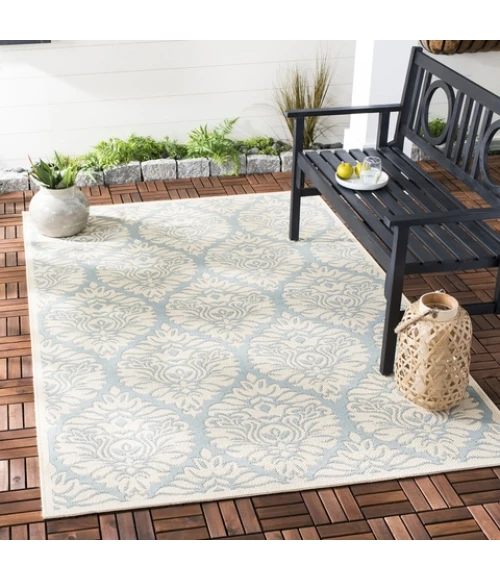 Safavieh Beach House BHS135 Aqua / Cream 9' X 12' Rectangle Area Rug