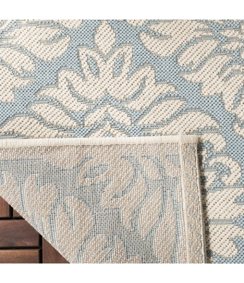 Safavieh Beach House BHS135 Aqua / Cream 6'-7" X 6'-7" Square Area Rug