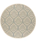 Safavieh Beach House BHS135 Aqua / Cream 6'-7" X 6'-7" Round Area Rug
