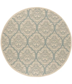 Safavieh Beach House BHS135 Aqua / Cream 6'-7" X 6'-7" Round Area Rug