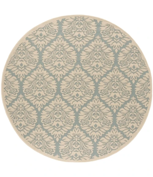 Safavieh Beach House BHS135 Aqua / Cream 6'-7" X 6'-7" Round Area Rug