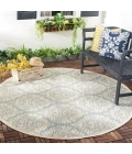 Safavieh Beach House BHS135 Aqua / Cream 6'-7" X 6'-7" Round Area Rug
