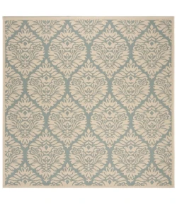 Safavieh Beach House BHS135 Aqua / Cream 6'-7" X 6'-7" Square Area Rug