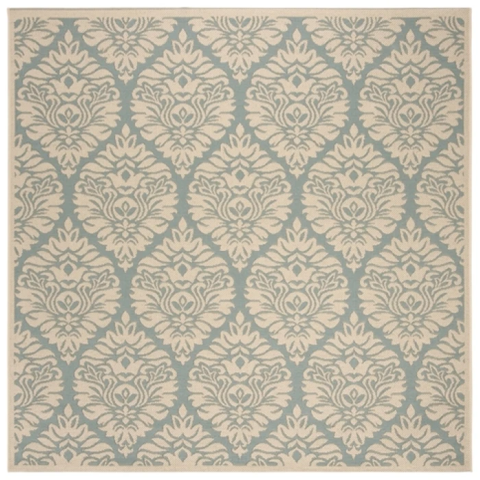 Safavieh Beach House BHS135 Aqua / Cream 6'-7" X 6'-7" Square Area Rug