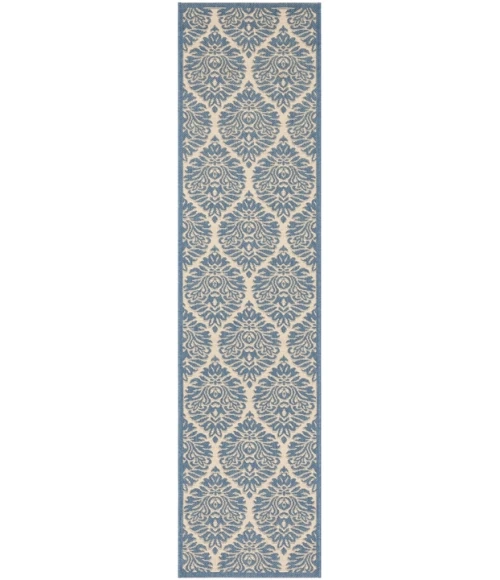 Safavieh Beach House BHS135 Cream / Blue 2'-2" X 6' Runner Area Rug