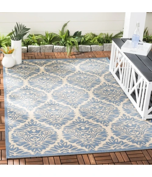 Safavieh Beach House BHS135 Cream / Blue 6'-7" X 9'-2" Rectangle Area Rug