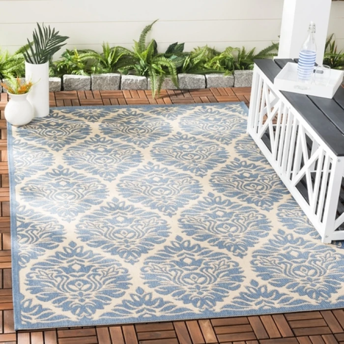 Safavieh Beach House BHS135 Cream / Blue 2'-2" X 4' Accent Area Rug