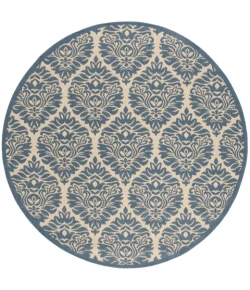 Safavieh Beach House BHS135 Cream / Blue 6'-7" X 6'-7" Round Area Rug