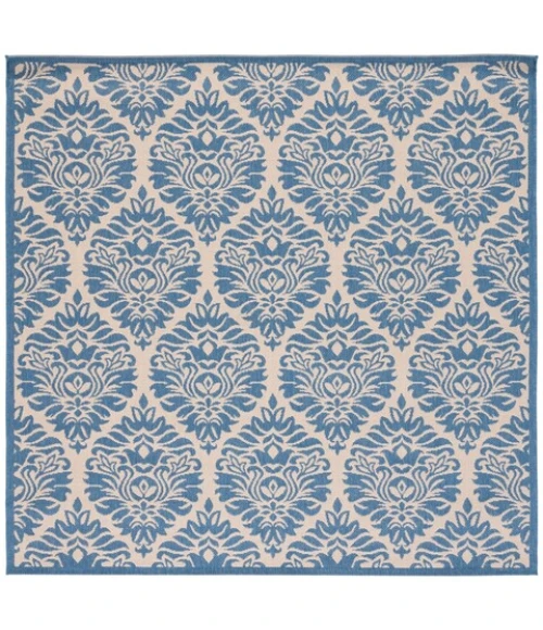 Safavieh Beach House BHS135 Cream / Blue 6'-7" X 6'-7" Square Area Rug
