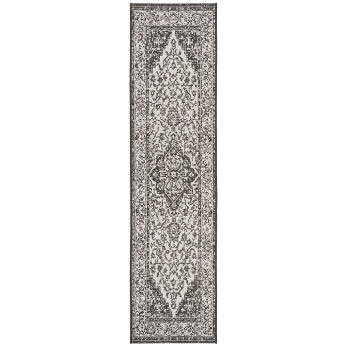 Safavieh Beach House BHS137 Light Grey / Charcoal 2'-2" X 12' Runner Area Rug