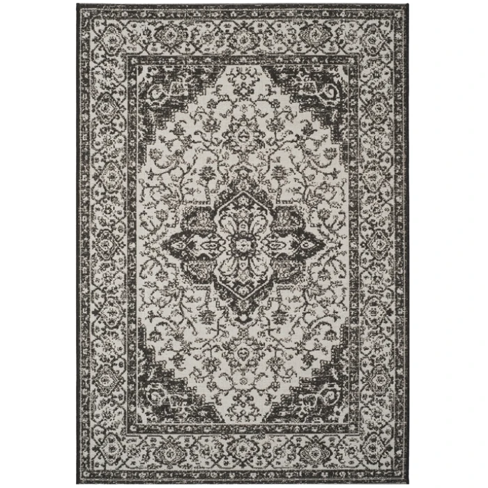 Safavieh Beach House BHS137 Light Grey / Charcoal 3' X 5' Rectangle Area Rug