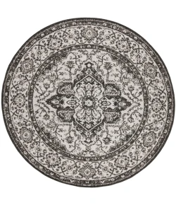 Safavieh Beach House BHS137 Light Grey / Charcoal 6'-7" X 6'-7" Round Area Rug