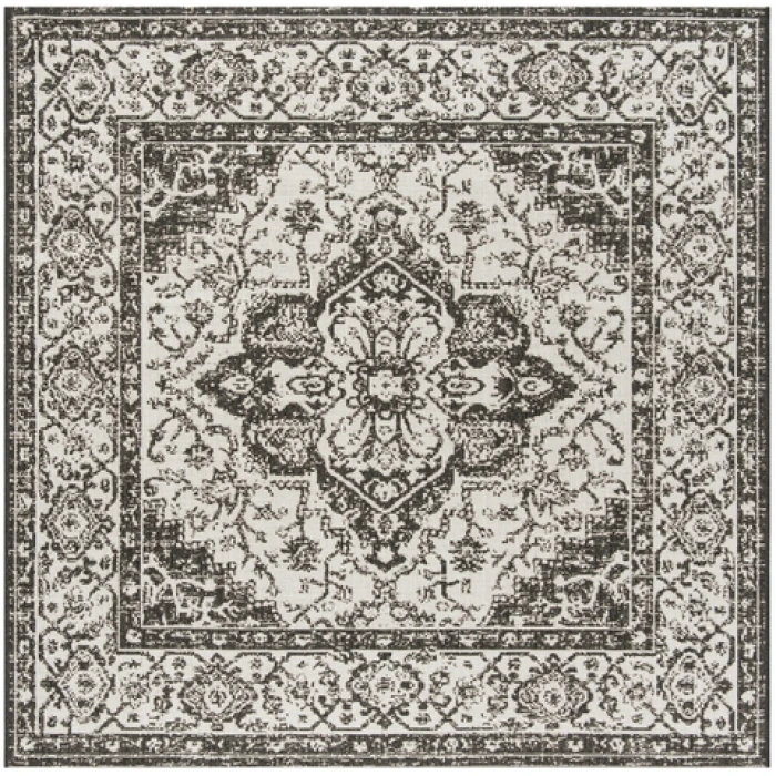 Safavieh Beach House BHS137 Light Grey / Charcoal 6'-7" X 6'-7" Square Area Rug