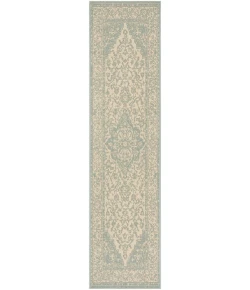 Safavieh Beach House BHS137 Cream / Aqua 2'-2" X 10' Runner Area Rug