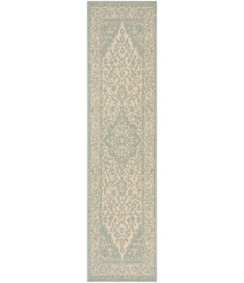 Safavieh Beach House BHS137 Cream / Aqua 2'-2" X 10' Runner Area Rug