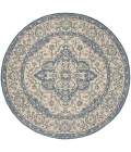 Safavieh Beach House BHS137 Cream / Blue 4' X 4' Round Area Rug