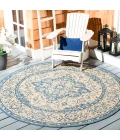 Safavieh Beach House BHS137 Cream / Blue 4' X 4' Round Area Rug