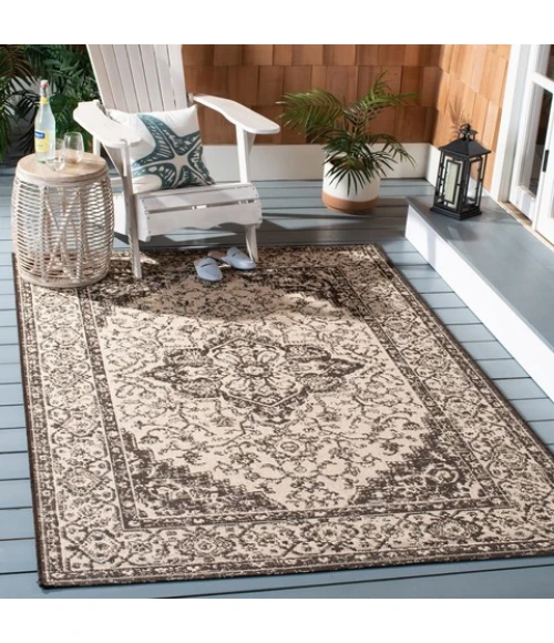 Safavieh Beach House BHS137 Creme / Brown 6'-7" X 6'-7" Square Area Rug
