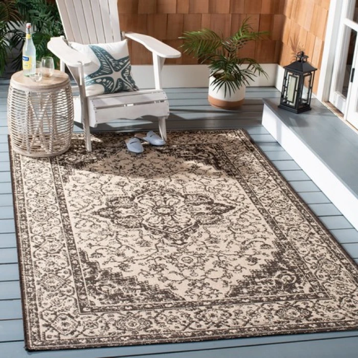 Safavieh Beach House BHS137 Creme / Brown 3' X 5' Rectangle Area Rug