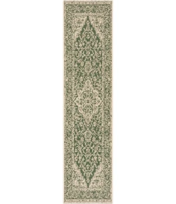 Safavieh Beach House BHS137 Green / Creme 2'-2" X 12' Runner Area Rug
