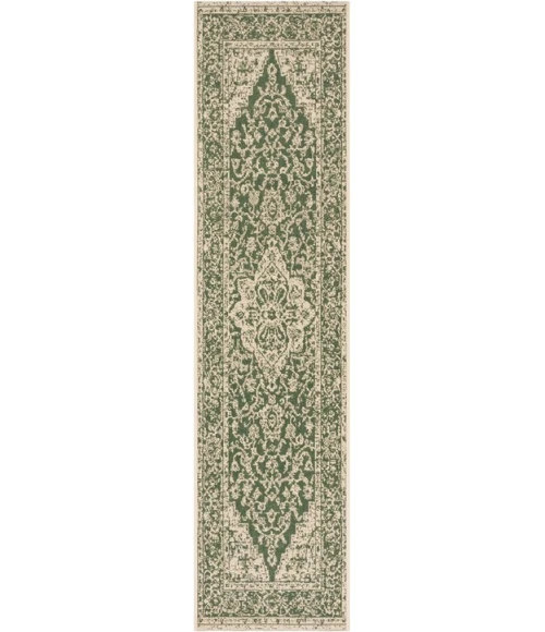 Safavieh Beach House BHS137 Green / Creme 2'-2" X 12' Runner Area Rug