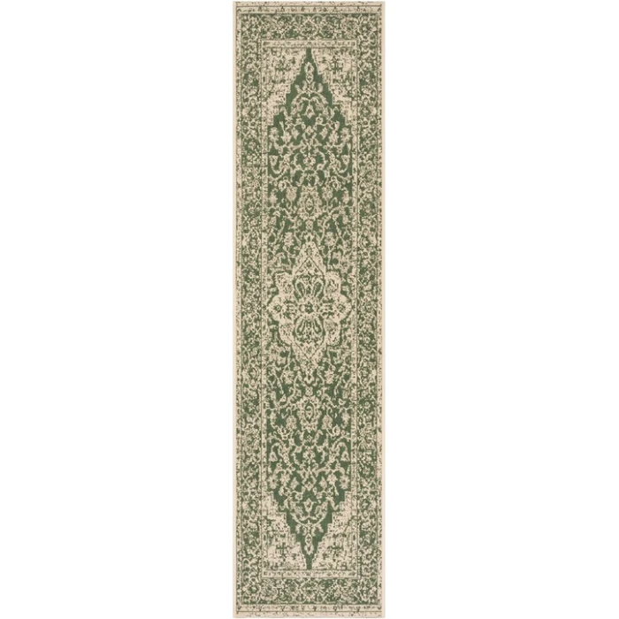 Safavieh Beach House BHS137 Green / Creme 2'-2" X 10' Runner Area Rug