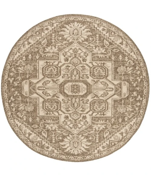 Safavieh Beach House BHS138 Cream / Beige 8' X 8' Round Area Rug
