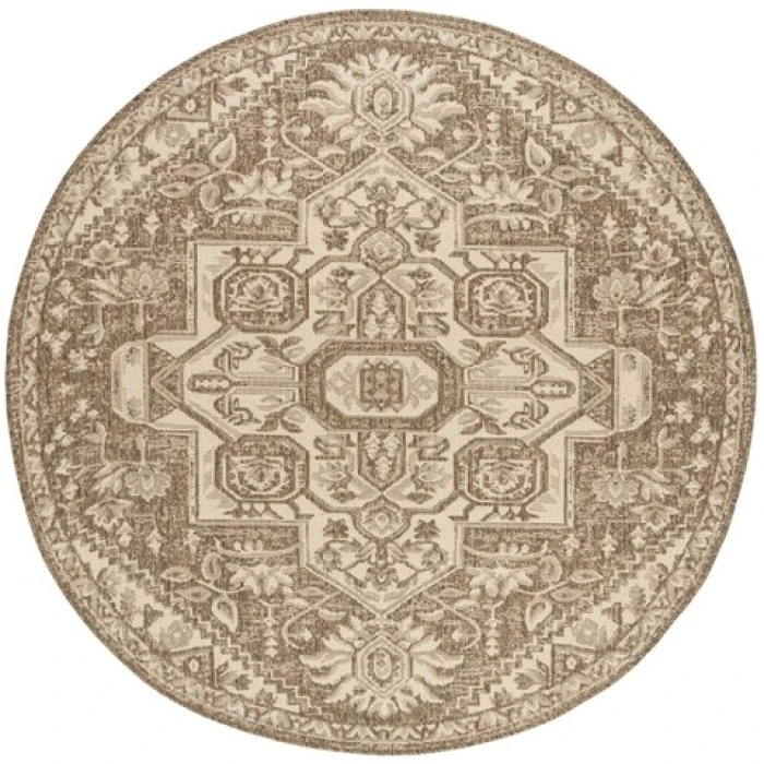 Safavieh Beach House BHS138 Cream / Beige 4' X 4' Round Area Rug