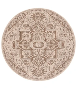 Safavieh Beach House BHS138 Beige / Cream 4' X 4' Round Area Rug