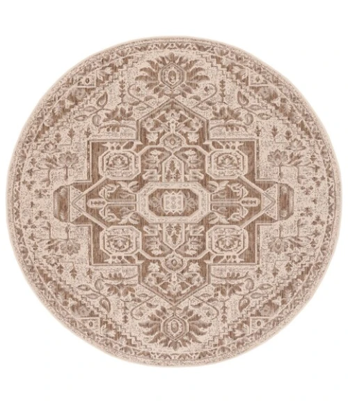 Safavieh Beach House BHS138 Beige / Cream 4' X 4' Round Area Rug