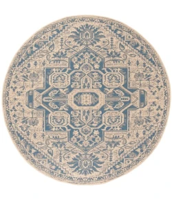Safavieh Beach House BHS138 Blue / Creme 8' X 8' Round Area Rug