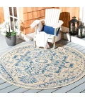 Safavieh Beach House BHS138 Blue / Creme 8' X 8' Round Area Rug