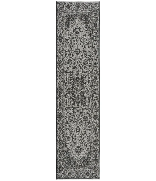 Safavieh Beach House BHS139 Light Grey / Charcoal 2'-2" X 10' Runner Area Rug