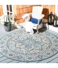 Safavieh Beach House BHS139 Cream / Blue 4' X 4' Round Area Rug