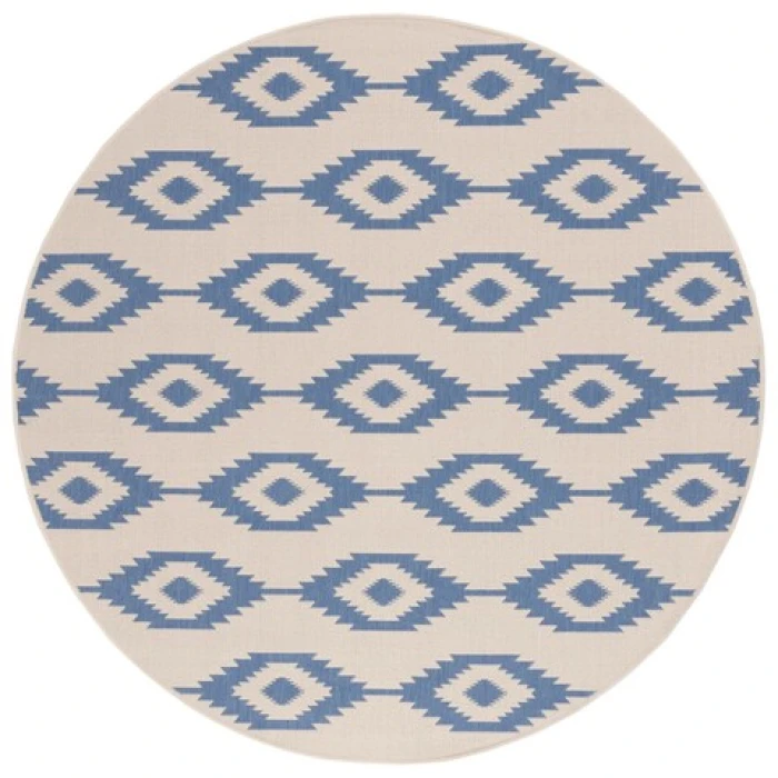Safavieh Beach House BHS171 Blue / Creme 6'-7" X 6'-7" Round Area Rug