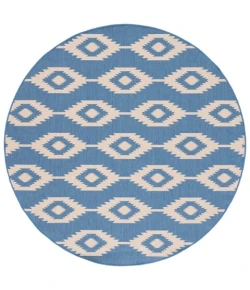 Safavieh Beach House BHS171 Cream / Blue 6'-7" X 6'-7" Round Area Rug
