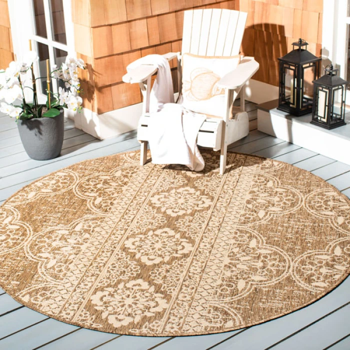 Safavieh Beach House BHS174 Cream / Beige 4' X 4' Round Area Rug