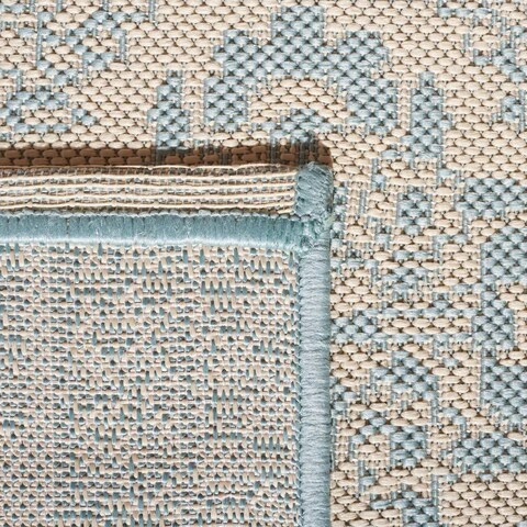 Safavieh Beach House BHS174 Aqua / Cream 4' X 4' Square Area Rug